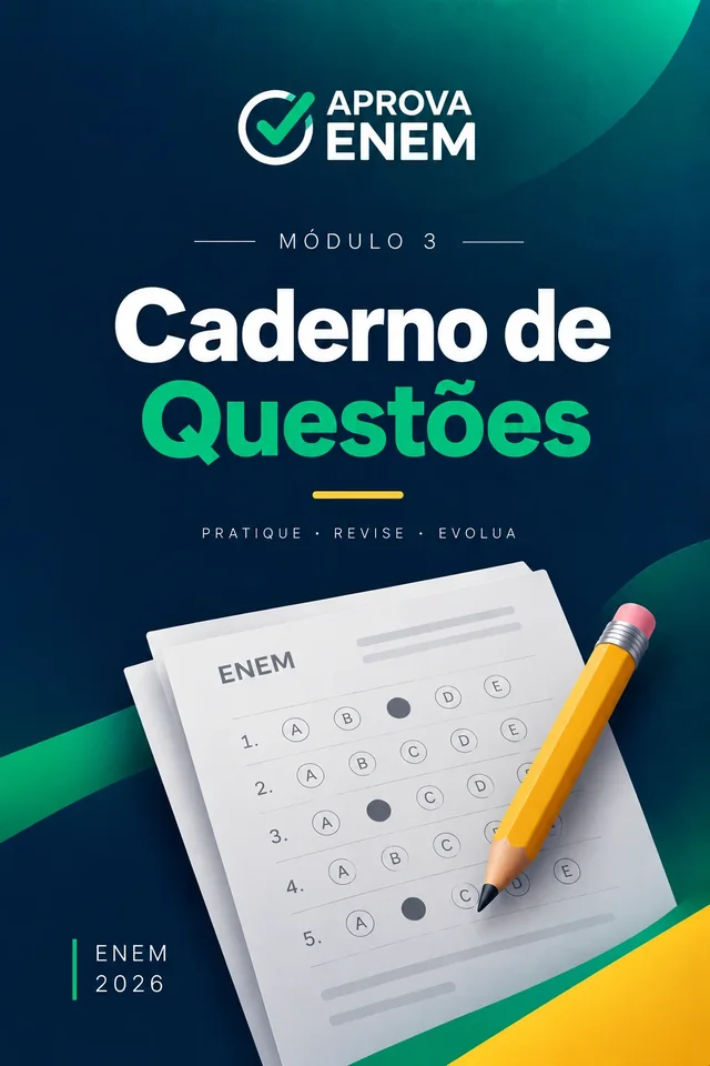 Capa do Caderno de Questões do Aprova ENEM: pratique, revise, evolua